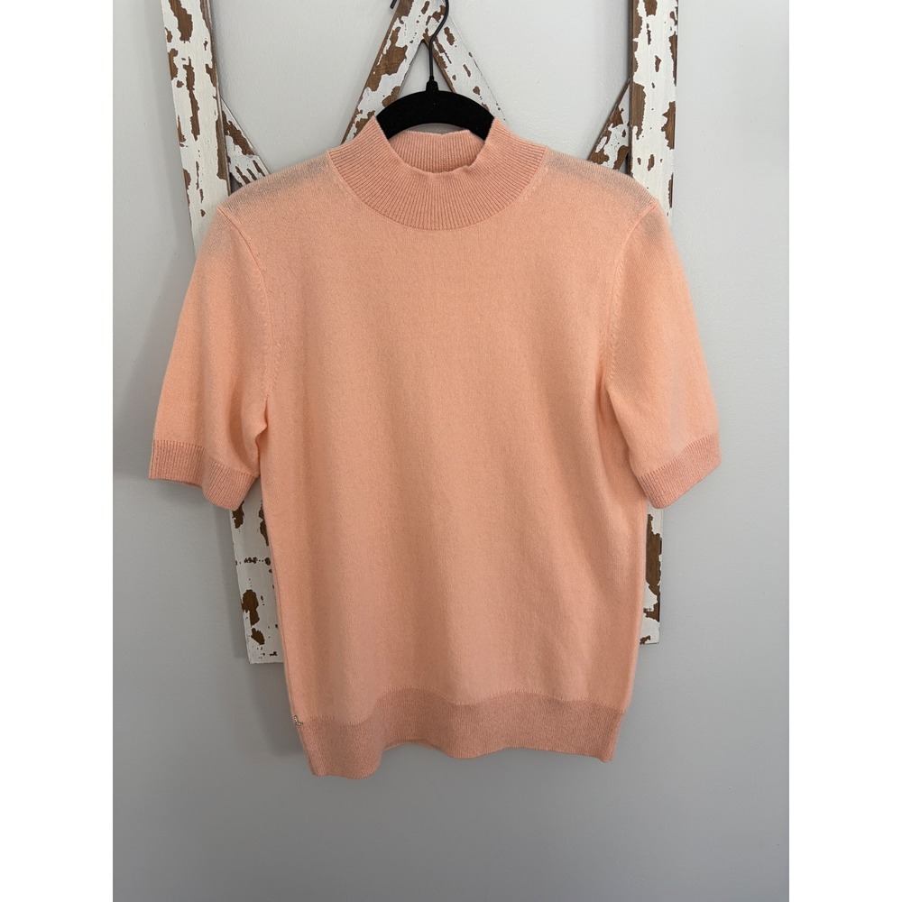 Lafayette‎ 148 pink cashmere mockneck short-sleeved sweater size small